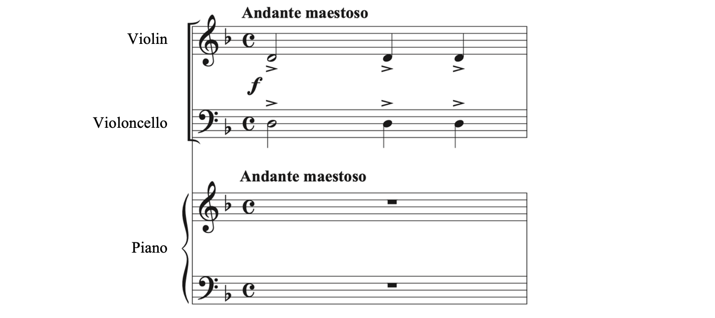 The opening of the first movement of Zimmermann's Suite Trio
